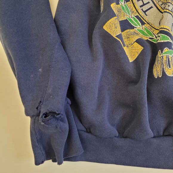 Vintage Michigan University Sweatshirt Blue 50/50 Delta Made in USA Well Worn L - Picture 5 of 10